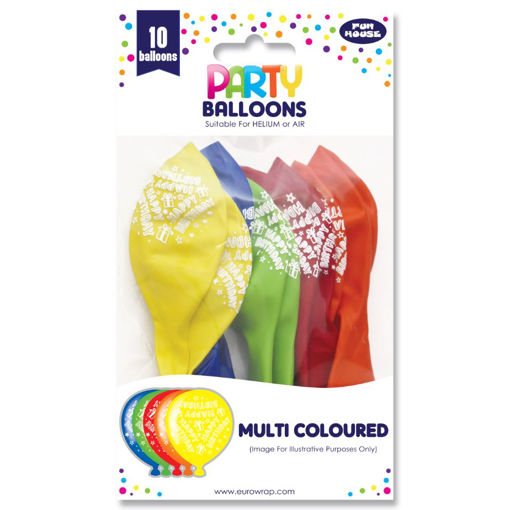 Picture of PARTY LATEX BALLOONS MULTI COLOURED 10 PACK - 11 INCH